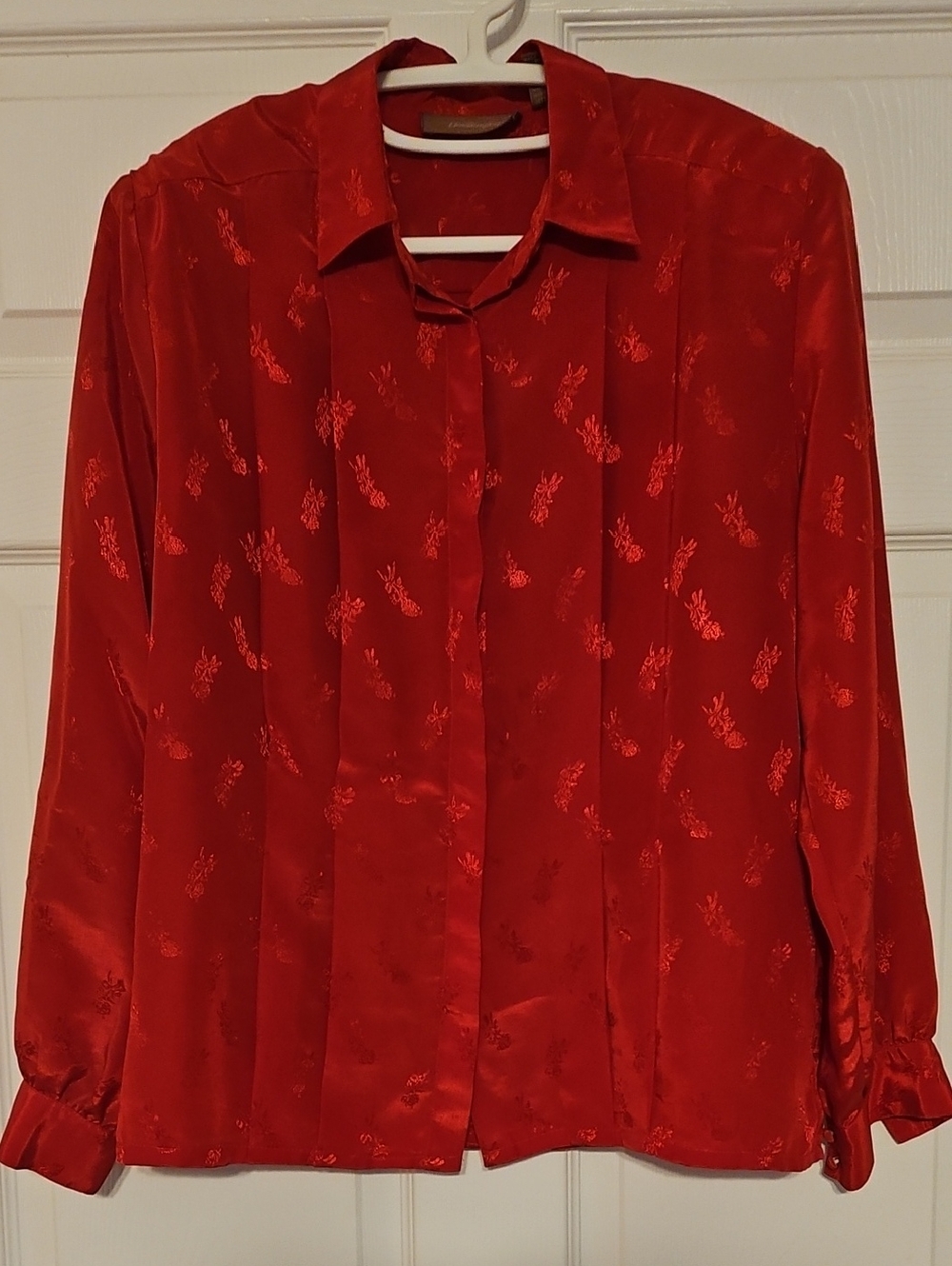 Worthington Red Satin Button-Down Blouse